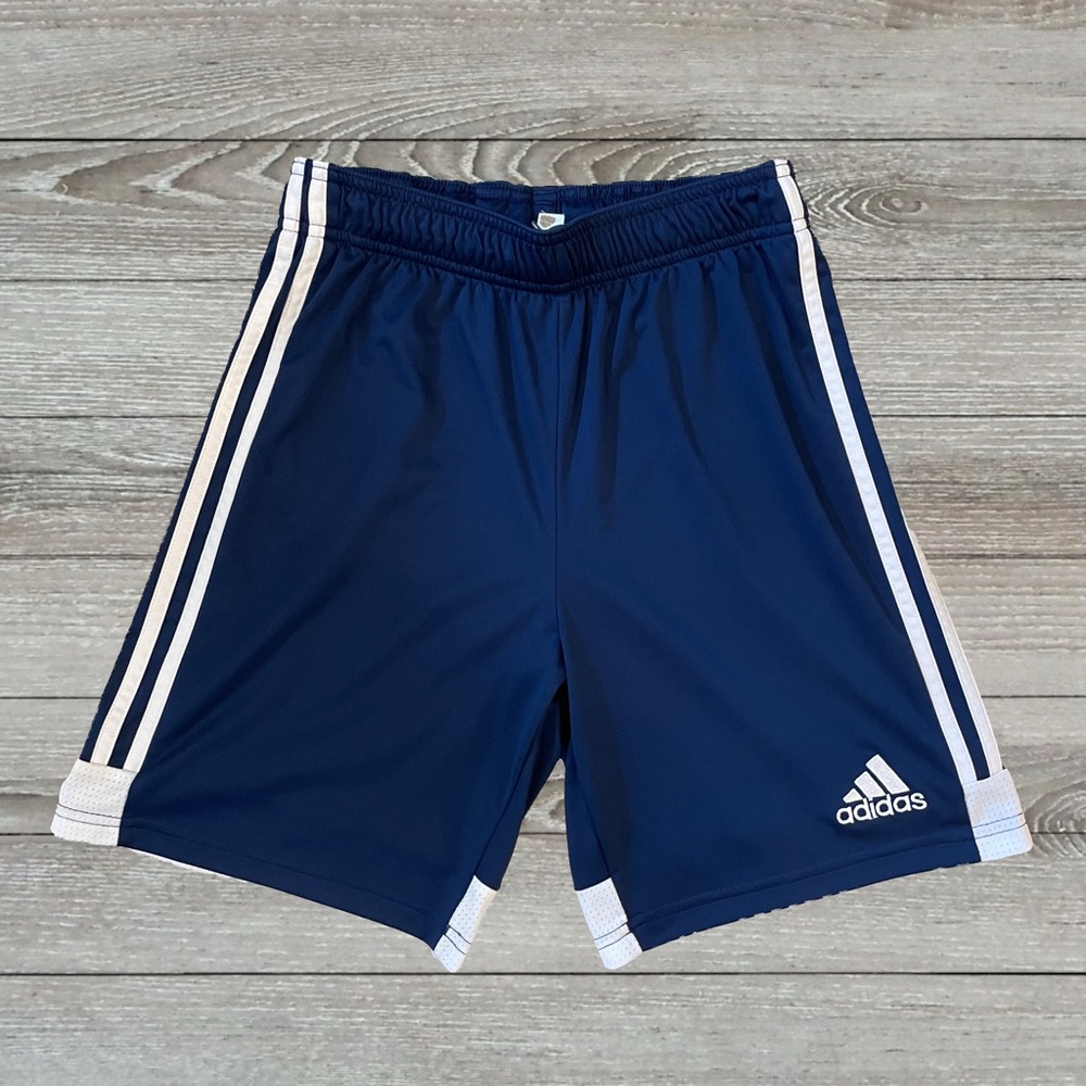 Adidas Boys Athletic Shorts. Size: L, Color: navy/white